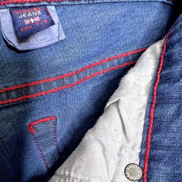 UK Vigoss British Y2K Raw Hem Rare Medium Wash Denim Jeans Women’s 7 / 8 - Picture 11 of 13